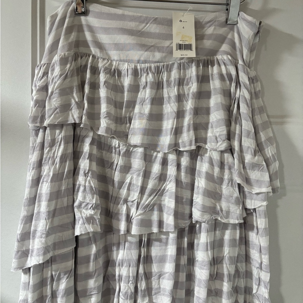Banana Republic Gray and White Striped Ruffle Skirt